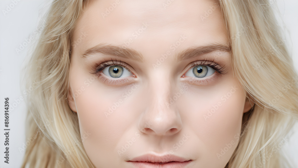 a woman with green eyes looking at the camera. a woman with green eyes looking at the camera.