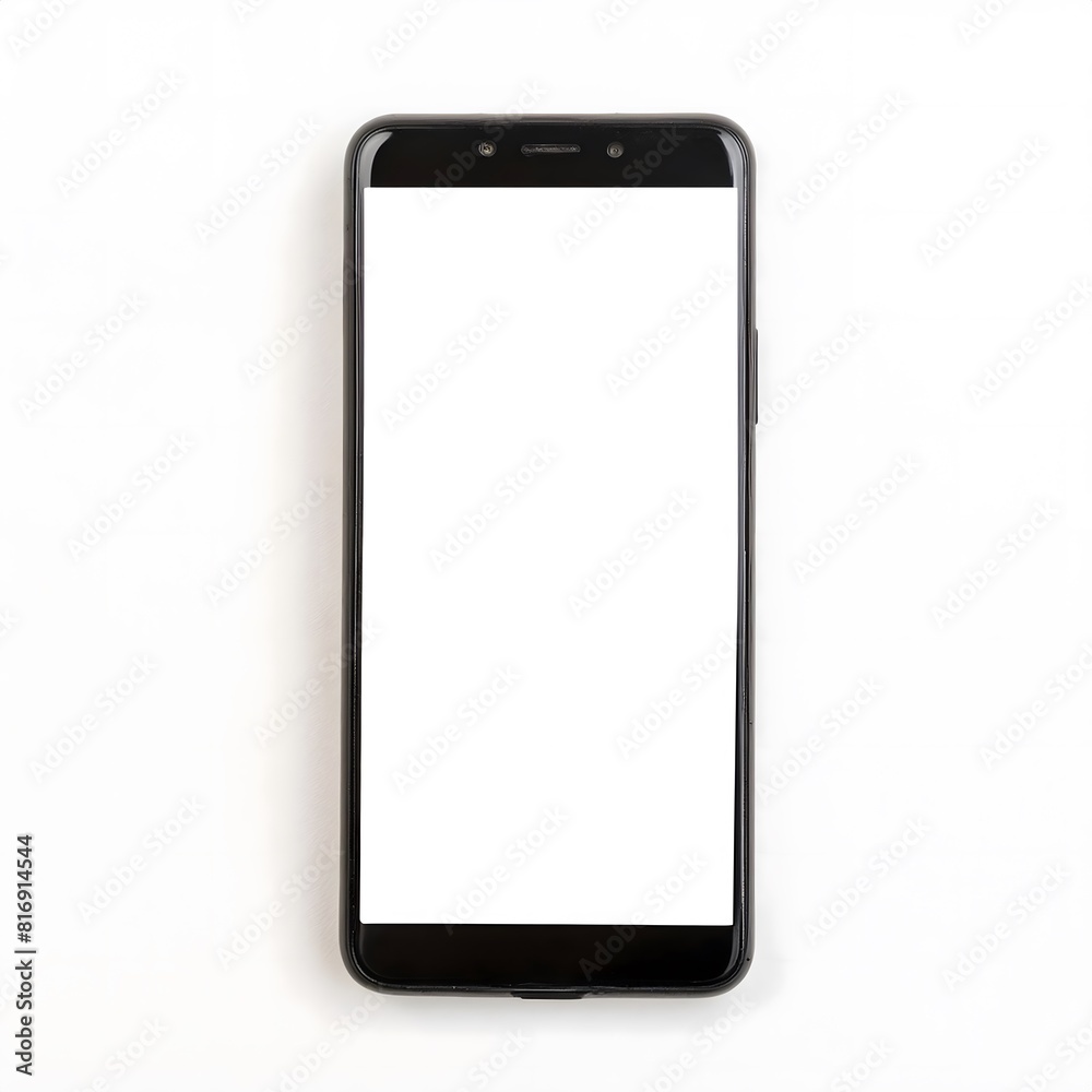 Mobile phone with blank screen in a white background