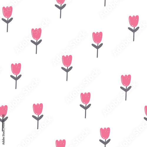 Tulip abstract print. Seamless pattern