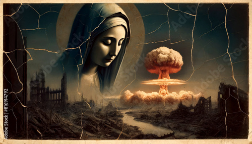 World at War: Our Lady of Sorrows, heartbroken over the widespread devastation wrought by a nuclear bomb on Earth.