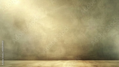 an empty, vintage beige and brown studio background with a floor, dark brown and beige, atmospheric effects, haunting visuals, light bronze and gray, tonalism, spectacular backdrops --ar 16:9 --style  photo