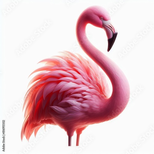 pink flamingo isolated on white