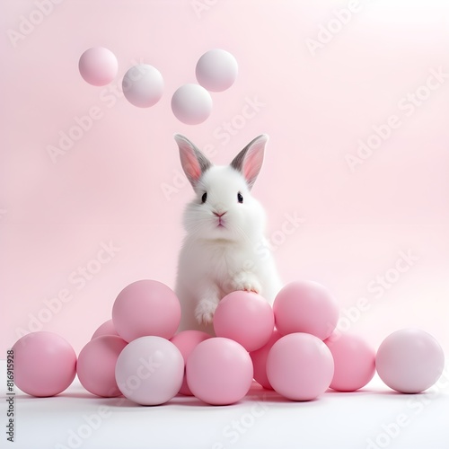 Minimalistic Easter greeting card with an Easter bunny © Saifur