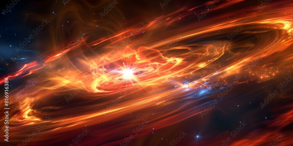 Highresolution stock image shows black hole pulling nearby star with accretion disk. Concept Astrophotography, Black Hole, Accretion Disk, Stellar Event, Cosmic Phenomenon