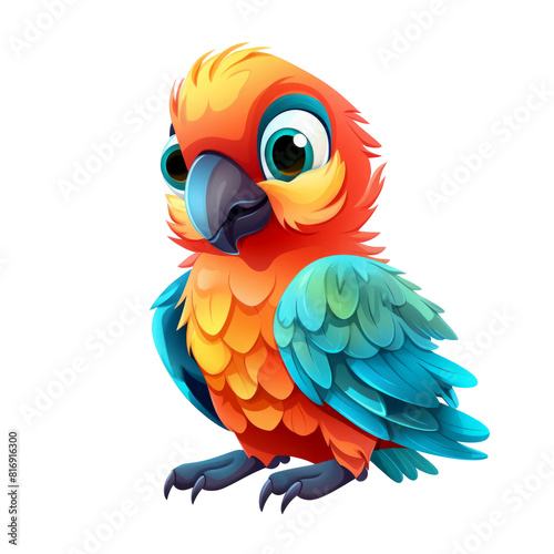 cartoon cute parrot isolated on white © Tidarat
