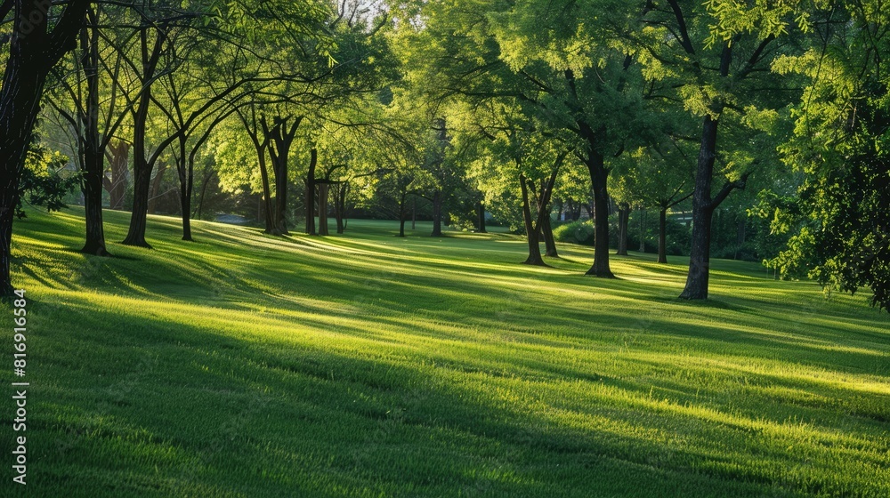 Grass and trees with shadows in shades of green Grass and trees with shadows in shades of green
