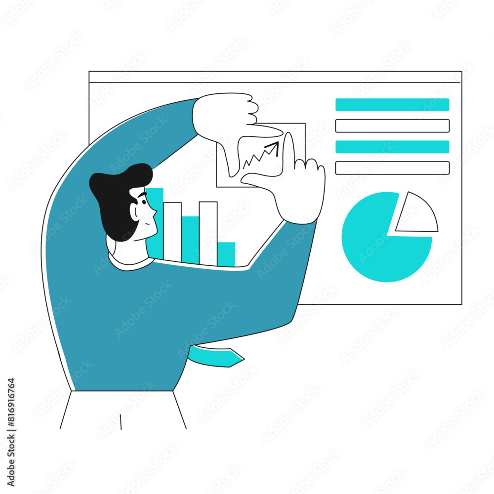 modern young businessman points to a sales growth graph. data analysis concept, sales statistics, data visualization, modern young businessman points to a sales growth graph. data analysis concept, sales statistics, data visualization,