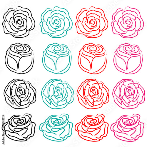 Set of rose pattern lines