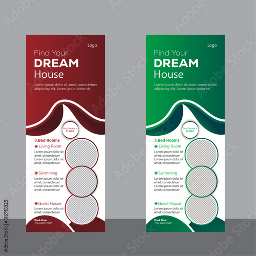 Vector modern real estate roll up banners x roll up banner design template,
Modern Real estate agency roll-up banner design or pull-up banner template design.
