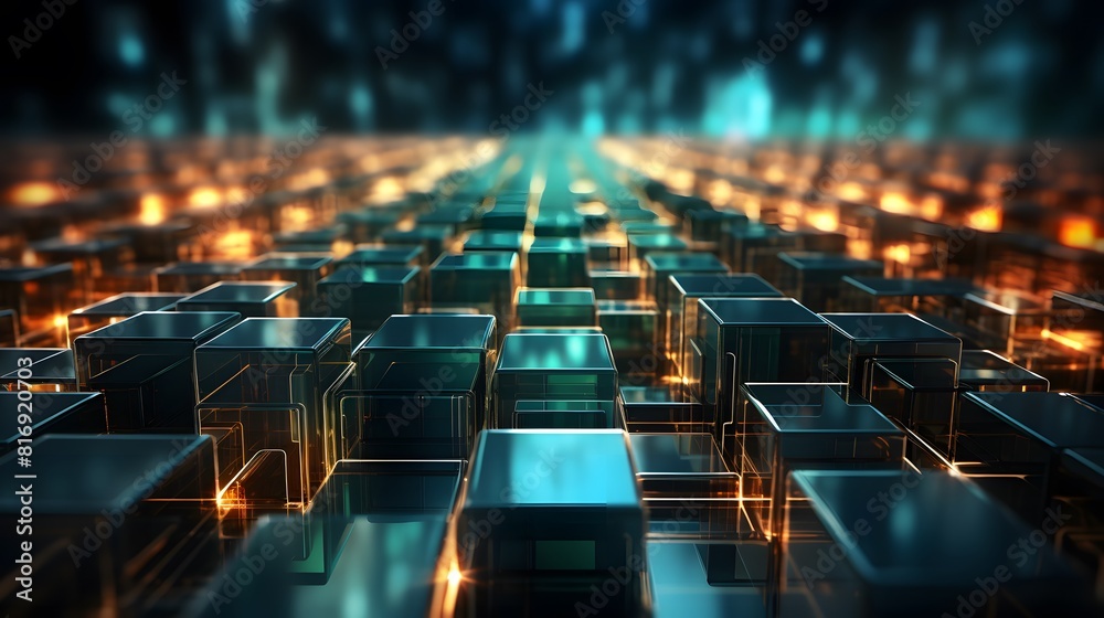Digital technology blue and green cube engineering poster background Digital technology blue and green cube engineering poster background