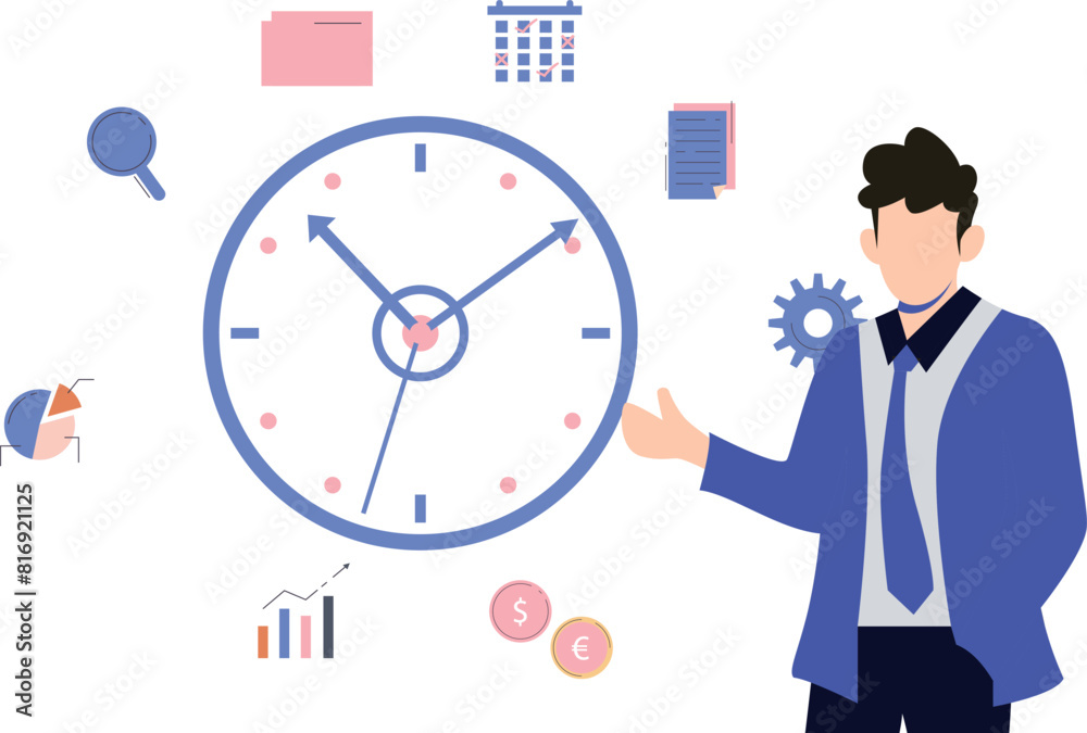 The boy is looking at the time clock. The boy is looking at the time clock.