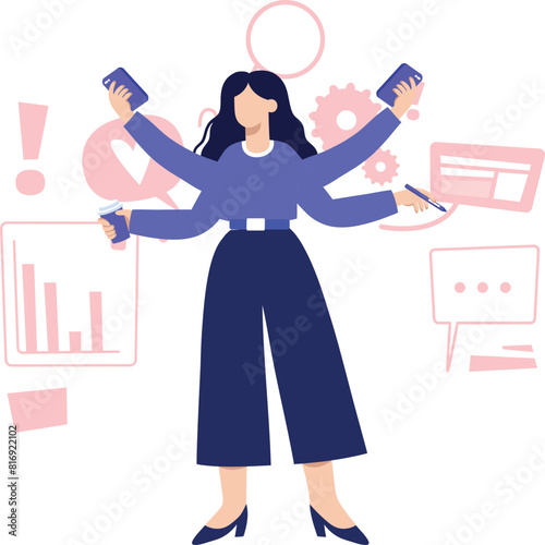 The girl is multitasking.
