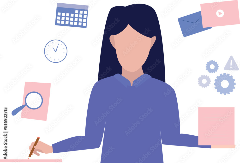 The girl is working. The girl is working.