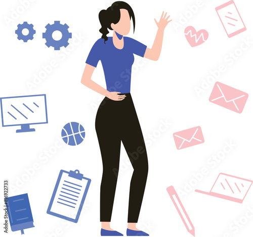 The girl stands for work.