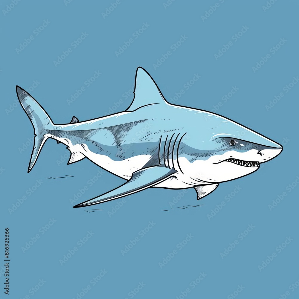 Obraz premium Streamlined shark outline flat design top view predator of the sea theme water color Monochromatic Color Scheme