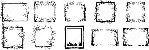 Set of scary frame, vector illustration.