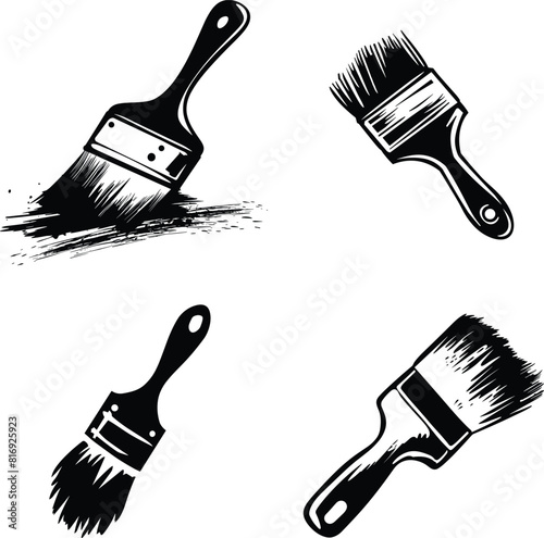 Set of painters brush, vector illustration.