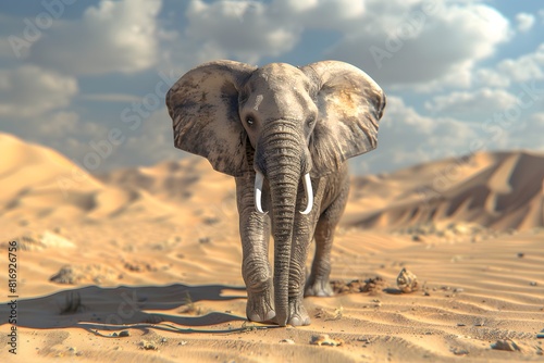 a cute elephant in the desert