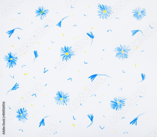 Blue little flowers as botanical nahd drawn floral seamless pattern backdrop background