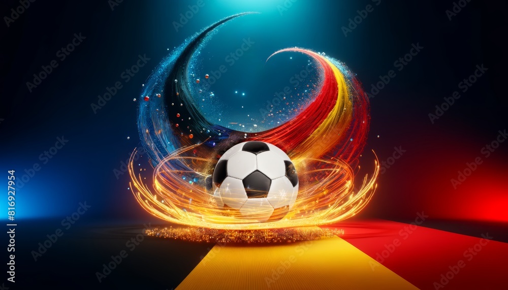 Fototapeta premium Football cup, soccer ball and german flag illustration