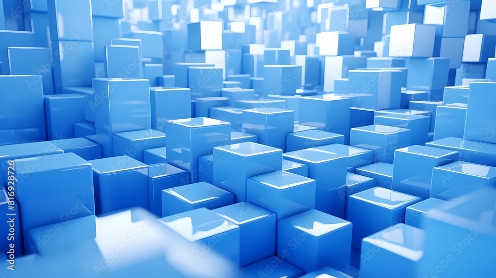 Digital technology blue and white cube poster background Digital technology blue and white cube poster background