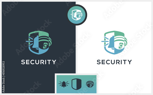 Security and protection logo collection, cctv surveillance, warning alarm logo vector. Simple creative icon style. Modern illustration template.