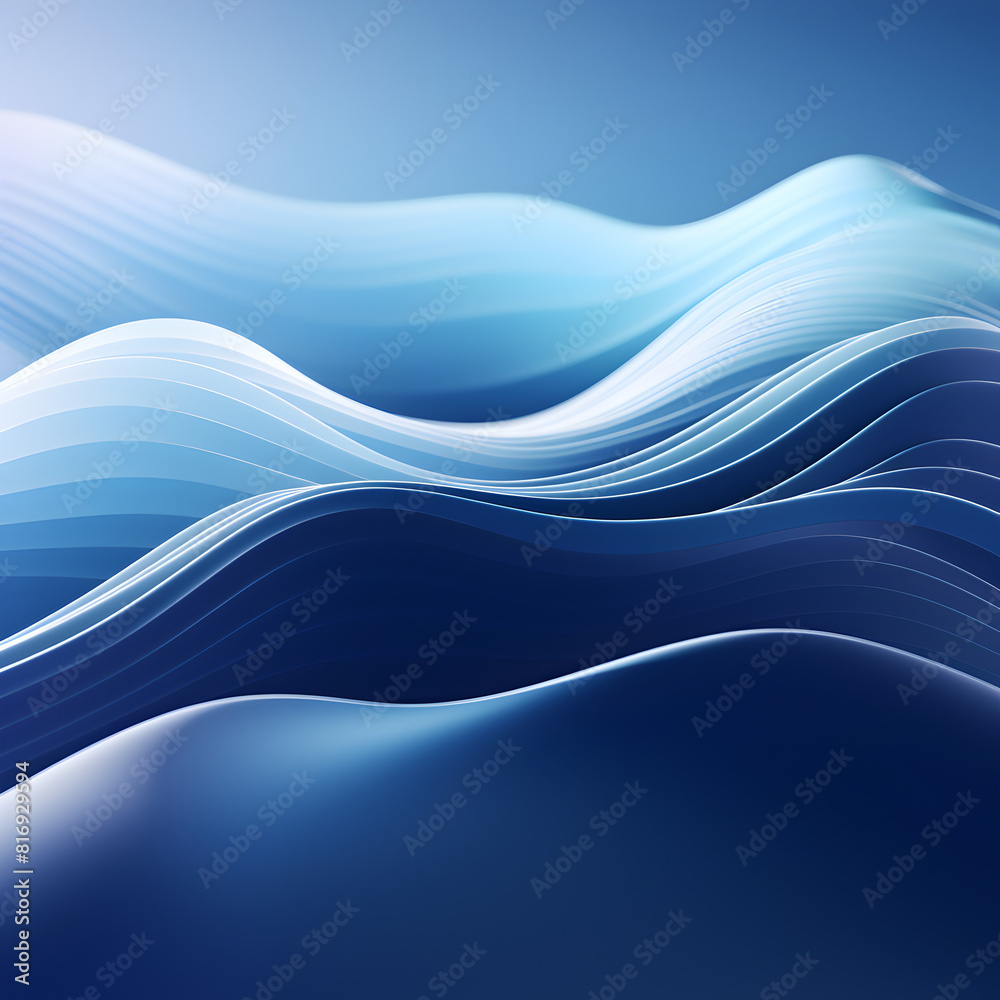 Fototapeta premium Blue abstract wavy lines background 