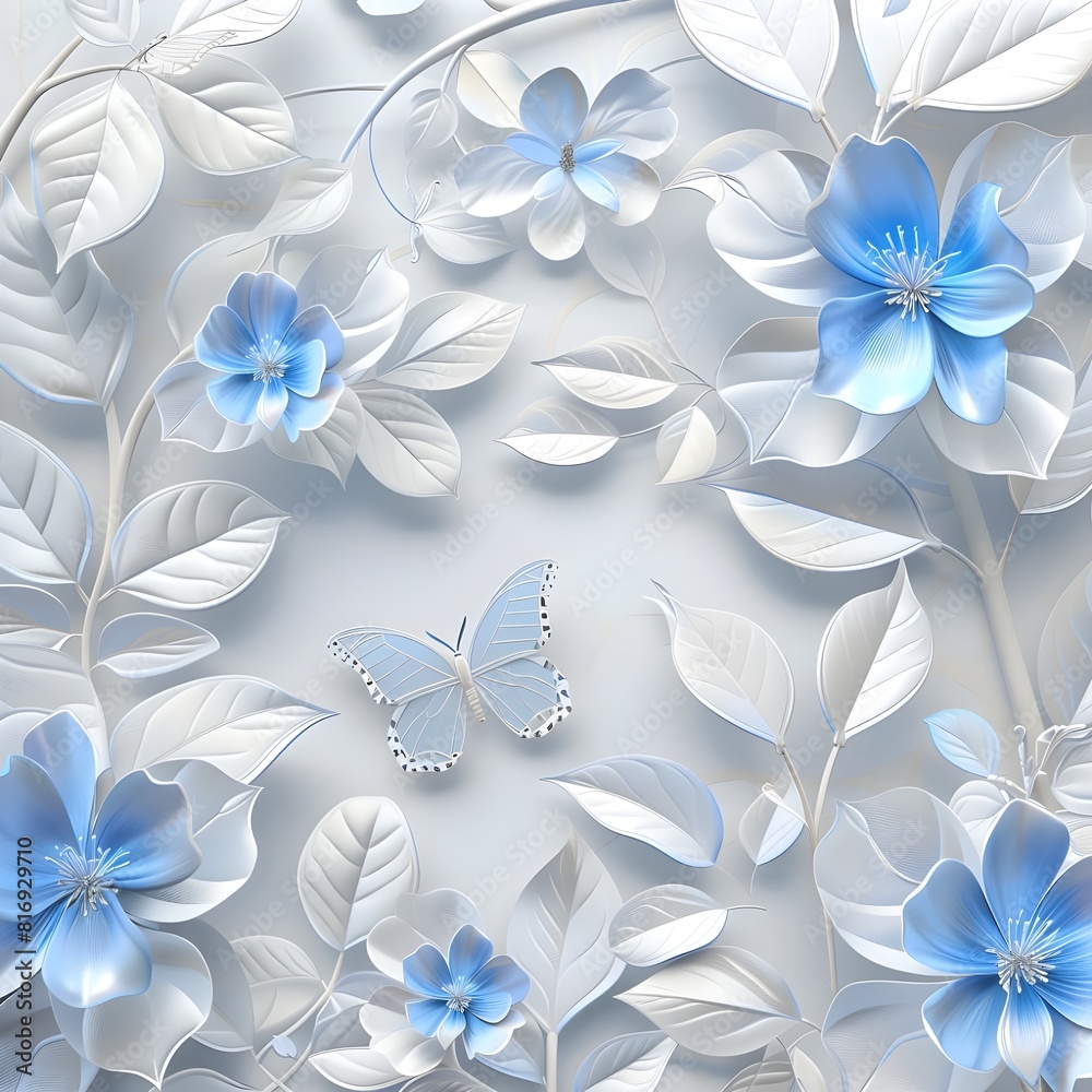 floral leaves 3d wall texture tile seamless pattern background floral leaves 3d wall texture tile seamless pattern background