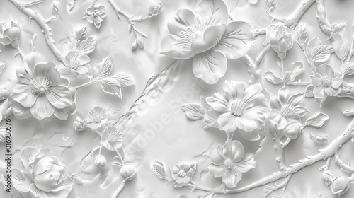 illustration of seamless pattern of floral and white background © Tana Studio