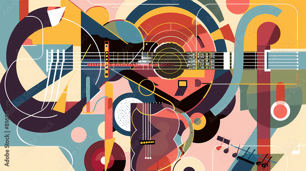 Obraz premium Abstract Classical music hand drawn doodle banner cartoon vector image