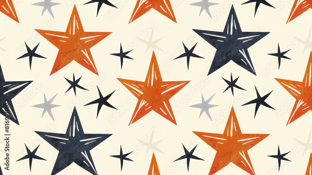 illustration of seamless pattern of star design with minimalist design and white background