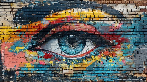 brick wall with a piece of street art that has become a beloved landmark or a cherished part of the community, holding a special place in the hearts of the residents.stock image photo