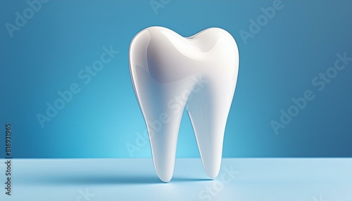 tooth and dental floss, person with tooth brush healthy white 3d tooth on a blue background with copy space, dental clinic concept
