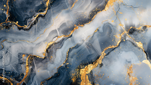 This image beautifully captures the striking contrast between dark blue marble and bold gold veins, reminiscent of a starry night sky, perfect for luxurious and dramatic interior themes