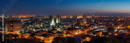 Stylized Night View of Gaborone s Illuminated Cityscape
