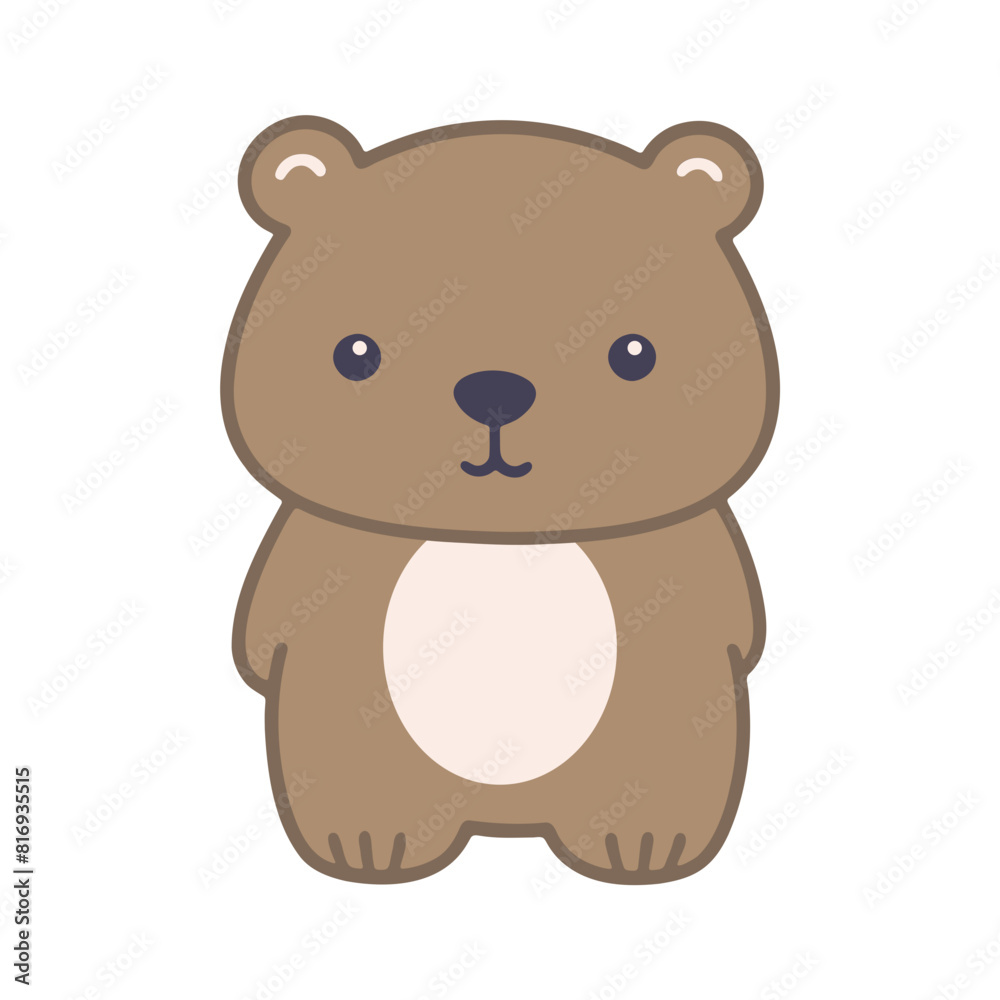 A cute brown bear with a light brown belly, sitting and looking directly at the viewer with large black eyes and a small nose A cute brown bear with a light brown belly, sitting and looking directly at the viewer with large black eyes and a small nose