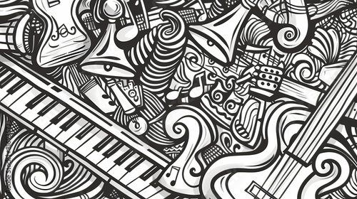 Abstract Classical music hand drawn doodle banner cartoon vector image