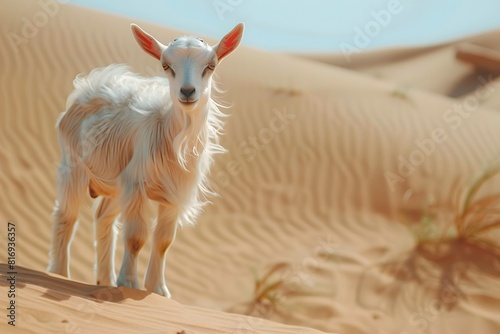 a cute goat in the desert