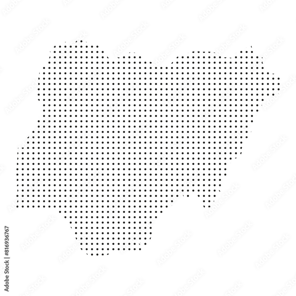 Black and white dot map of Nigeria Black and white dot map of Nigeria