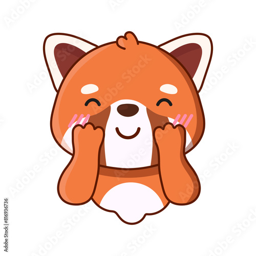 Cute Red panda. Vector illustration. Illustration isolated on white background. Great for icon, stickers, card, children's book