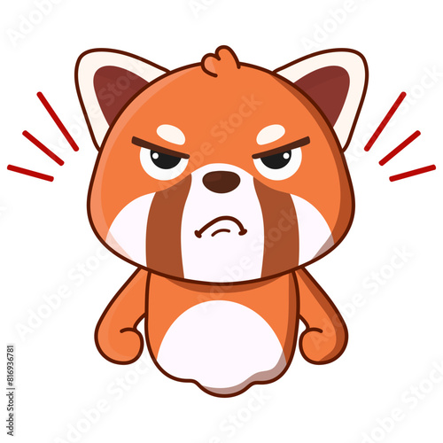 Angry red panda. Vector illustration. Illustration isolated on white background. Great for icon, stickers, card, children's book