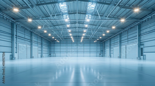 Illuminate Your Project  Spacious White Warehouse with Bright Lights