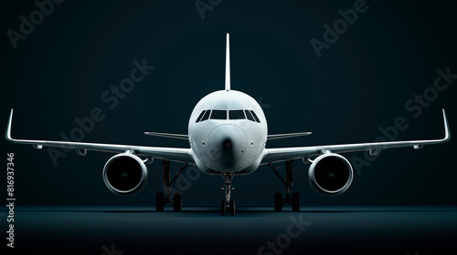 "Powerful Presence: White Airplane with Engines Against Black