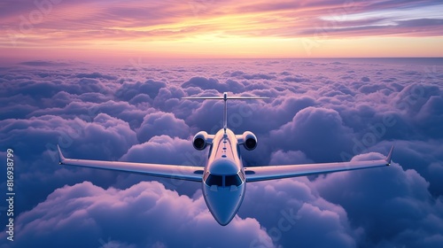 Skybound Elegance: Private Jet Soaring Above the Clouds