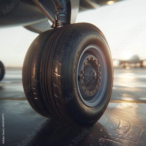 plane tire close up side angle photo