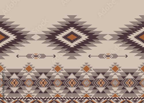 American ethnic native pattern.Traditional Navajo,Aztec,Apache,Southwest and Mexican style fabric pattern.Abstract vector motifs pattern.Design for fabric,clothing,blanket,carpet,woven,wrap,decoration
