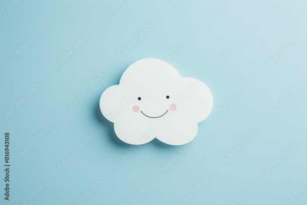 Cute Smiley Face Cloud Floating in a Clear Blue Sky Background with Happy Expression Cute Smiley Face Cloud Floating in a Clear Blue Sky Background with Happy Expression
