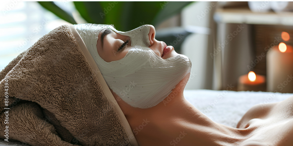 Naklejka premium Relaxation and Skincare in a Spa Setting