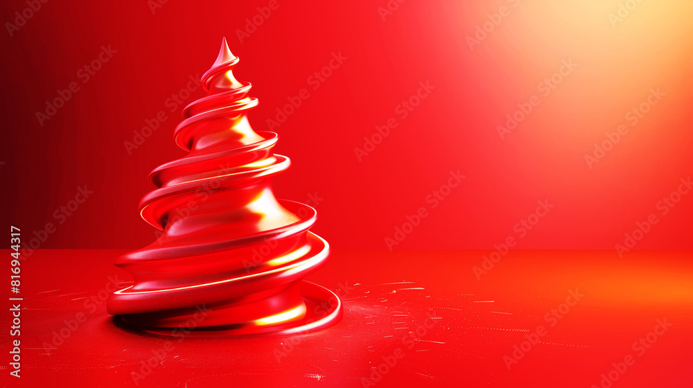 A modern stylized Christmas tree made of red spiral swirls on a matching red gradient background, creating a festive and contemporary look. A modern stylized Christmas tree made of red spiral swirls on a matching red gradient background, creating a festive and contemporary look.