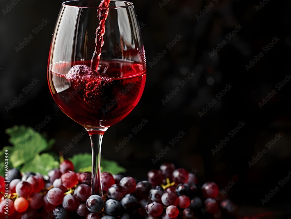 Red Wine Being Poured into Glass with Grapes Ai generated Red Wine Being Poured into Glass with Grapes Ai generated